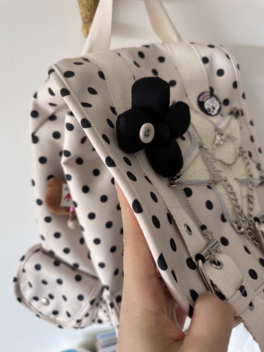 Retro polka dot college style versatile casual y2k spicy girl backpack