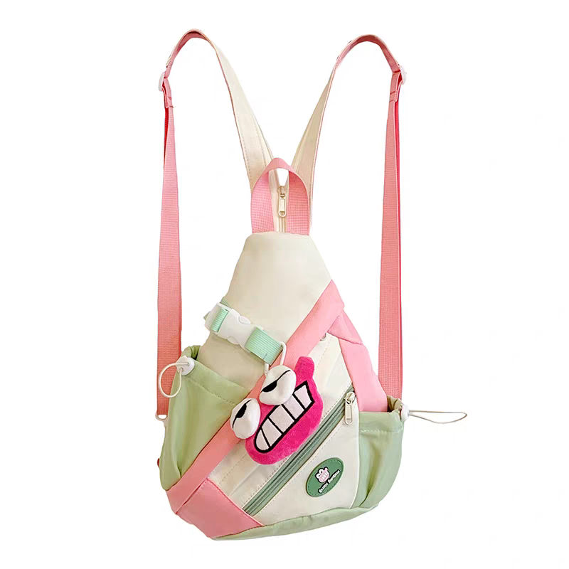 Weird shoulder bag, cute female, contrasting color, single shoulder crossbody bag dopamine chest bag