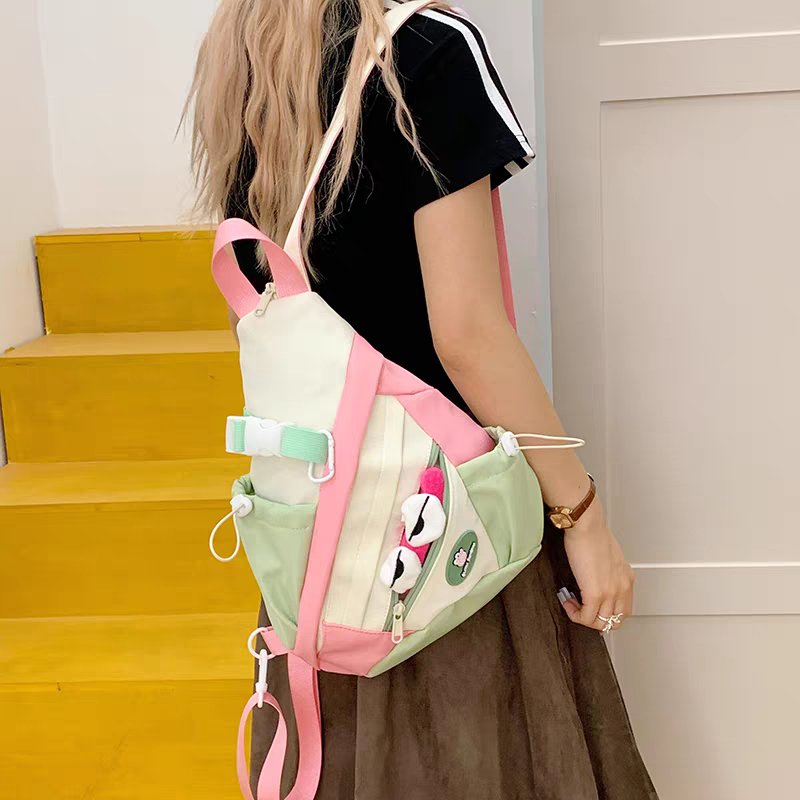 Weird shoulder bag, cute female, contrasting color, single shoulder crossbody bag dopamine chest bag