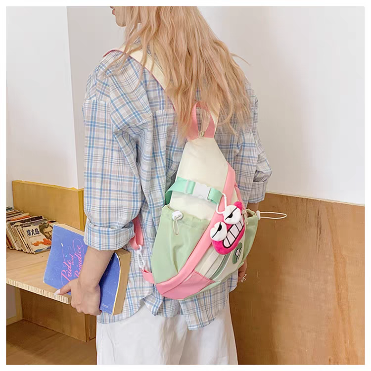Weird shoulder bag, cute female, contrasting color, single shoulder crossbody bag dopamine chest bag