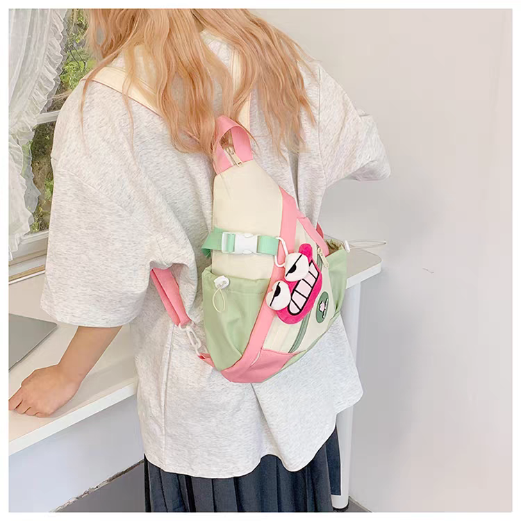 Weird shoulder bag, cute female, contrasting color, single shoulder crossbody bag dopamine chest bag