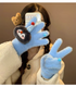 Cute Soft Sticky Penguin Little Fish Blue Plush Gloves Women's Winter Cartoon Thickened Warm Cycling Windproof and Cold proof