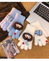 Cute Soft Sticky Penguin Little Fish Blue Plush Gloves Women's Winter Cartoon Thickened Warm Cycling Windproof and Cold proof