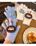 Cute Soft Sticky Penguin Little Fish Blue Plush Gloves Women's Winter Cartoon Thickened Warm Cycling Windproof and Cold proof