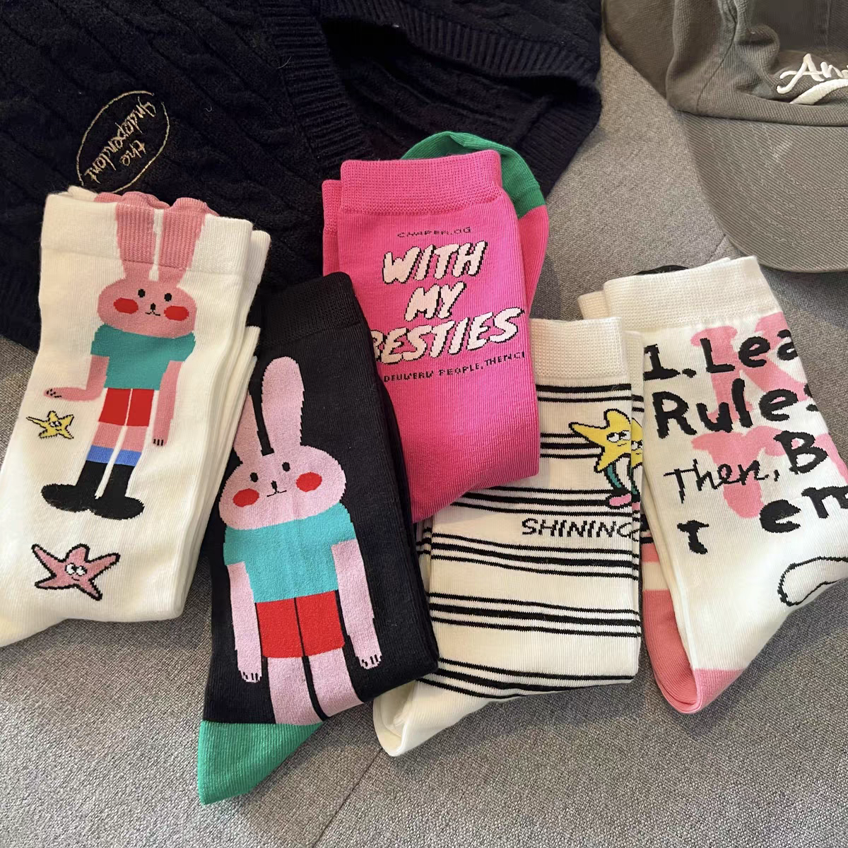 Autumn and Winter Dopamine Socks Children's Ins Cute Cartoon Girl Middle Socks Design Sense Long Socks