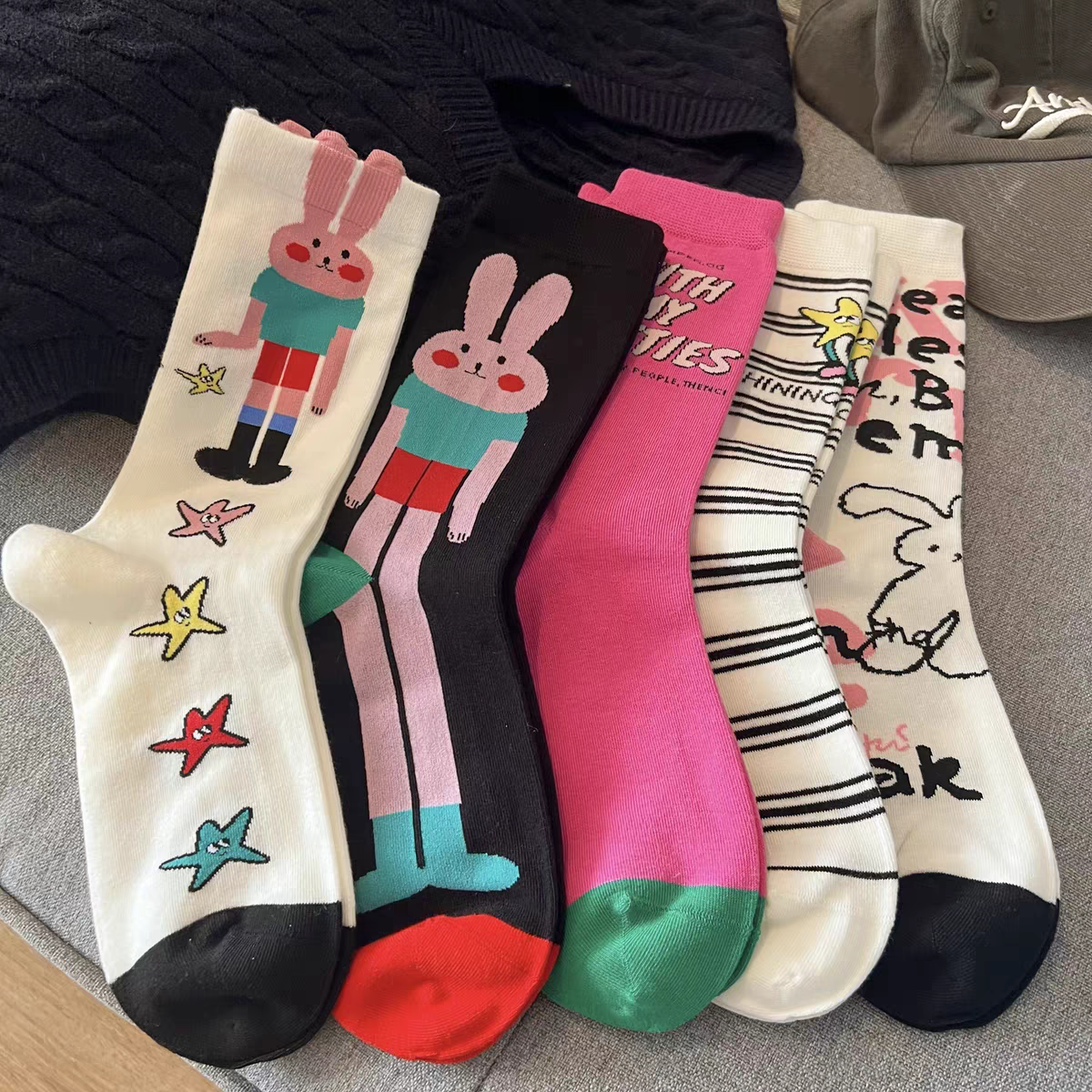 Autumn and Winter Dopamine Socks Children's Ins Cute Cartoon Girl Middle Socks Design Sense Long Socks