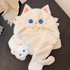 Cute cat scarf, hat, gloves, one piece plush warm hooded scarf, winter girl gift