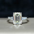 High-end G color diamond rectangular chamfered flat 8*11 high carbon diamond 4 carat super flash s925 silver ring - MOWTE
