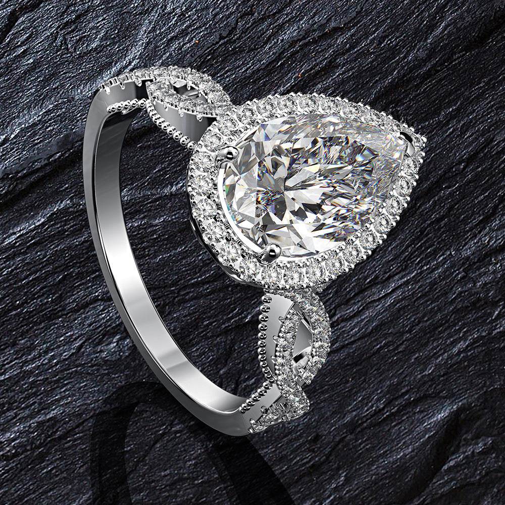 High-end high carbon diamond ring female main diamond 2 carat set ring s925 - MOWTE