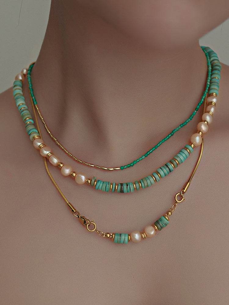 Original Green Shell Freshwater Pearl Necklace Women's Clavicle Chain Sweater Chain - MOWTE