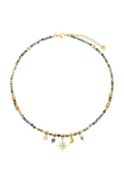 Retro double-layer stacked natural stone bead sunflower necklace high-end design for women collarbone chain - MOWTE