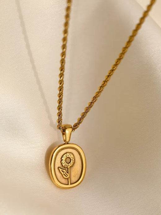 Vintage Metal Sunflower Sunflower Square Brand Necklace Personalized Trendy Clavicle Chain Neck Chain Female - MOWTE