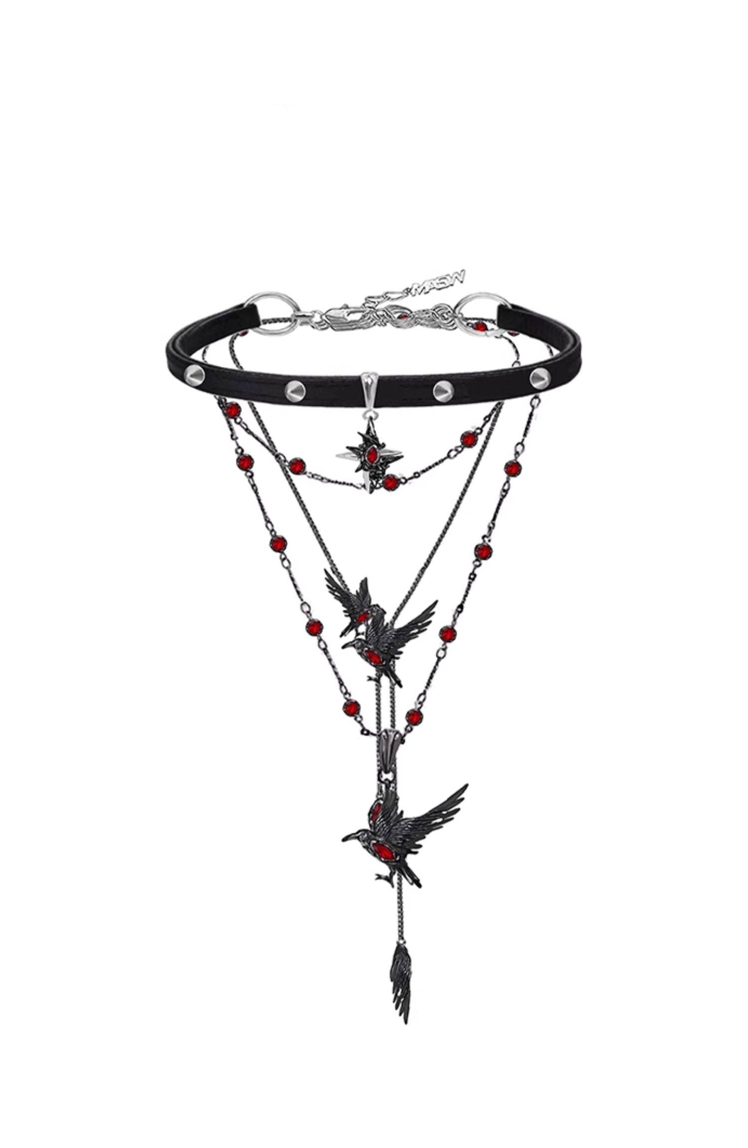 Original Design Thorn Series Sweet Cool Spicy Girl Crow Clavicle Chain Leather Collar Stacked Necklace - MOWTE