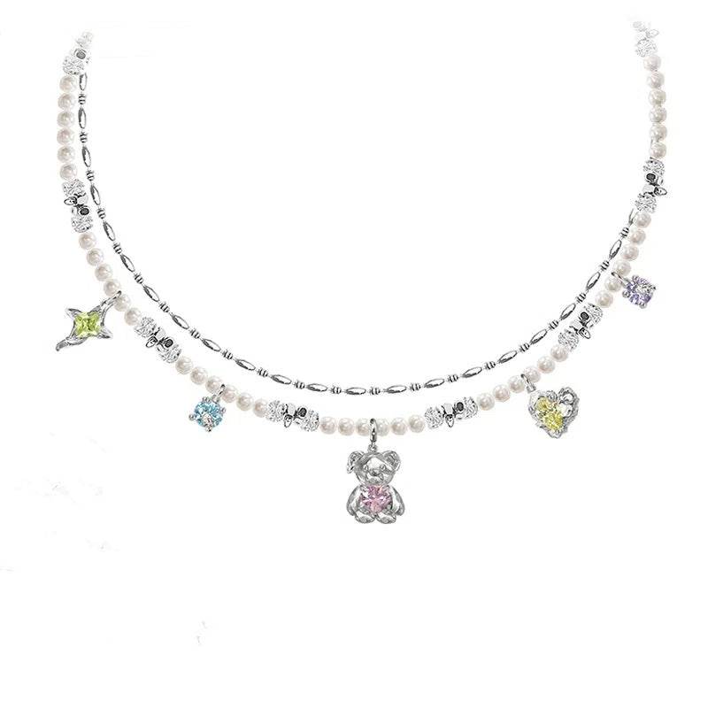 Original Design Sweet and Cute Bear Necklace Millennium Style Sweater - MOWTE