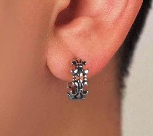 Temperament Couple 925 Sterling Silver Earrings Personalized Crow Style Silver Hip-Hop Street Ear Ring - MOWTE