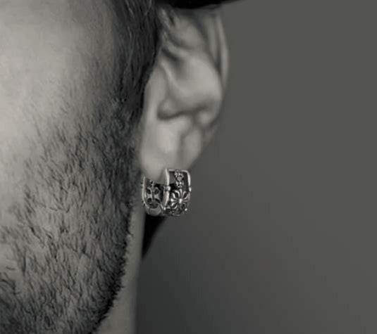 Temperament Couple 925 Sterling Silver Earrings Personalized Crow Style Silver Hip-Hop Street Ear Ring - MOWTE