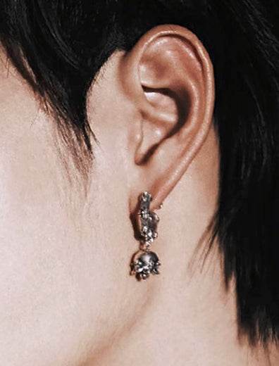 Men's Sterling Silver Stud Earrings Silver Jewelry Gothic Earrings - MOWTE