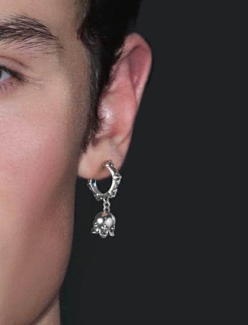 Men's Sterling Silver Stud Earrings Silver Jewelry Gothic Earrings - MOWTE