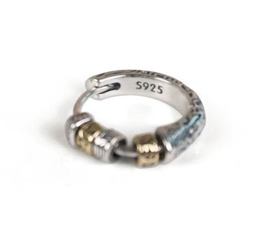 Men's sterling silver earrings two-tone vintage silver earrings - MOWTE