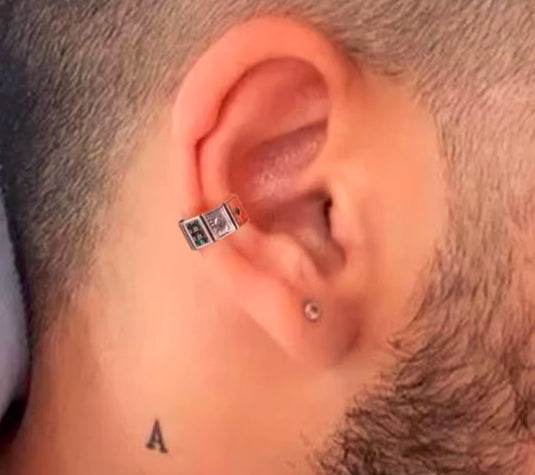 Men's sterling silver ear clip without pierced ear bone clip auricle ear jewelry flash diamond poker silver jewelry - MOWTE