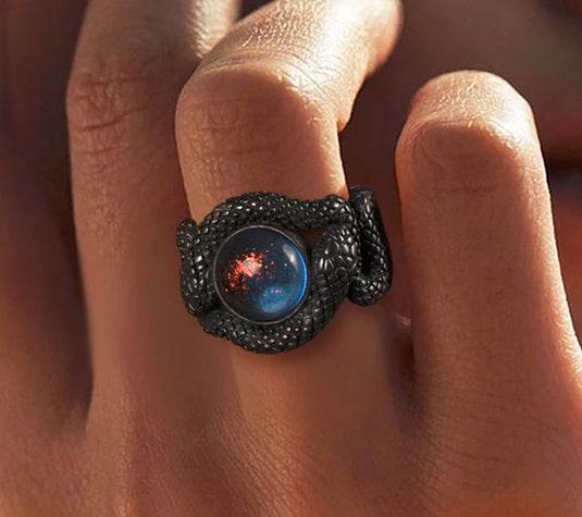 Sterling silver ring men's personalized double snake original design hip-hop handsome trendy lover gift - MOWTE