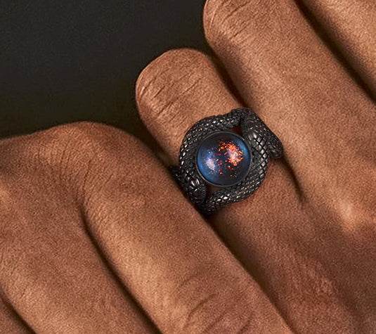 Sterling silver ring men's personalized double snake original design hip-hop handsome trendy lover gift - MOWTE