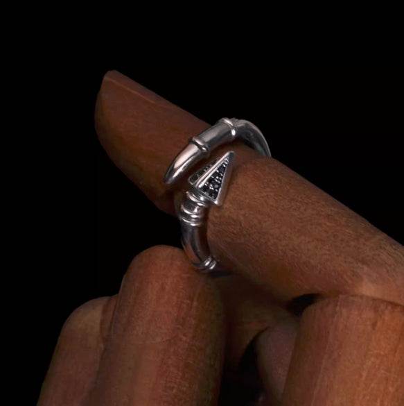 Pure silver ring temperament arrow sparkling diamond hip-hop hooligan handsome ring - MOWTE