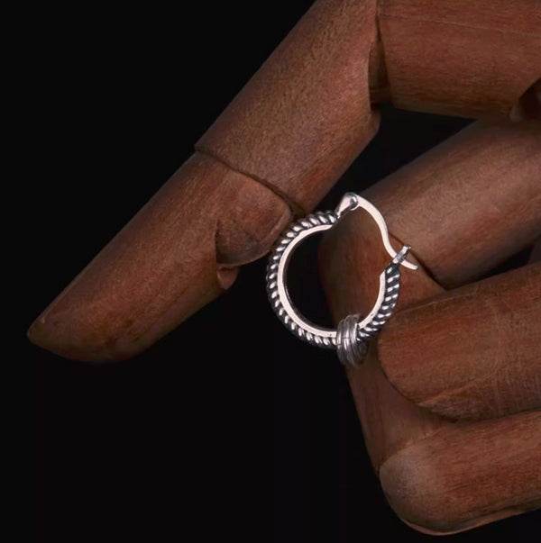 Pure silver earrings with personality Magi retro hip-hop silver jewelry trendy and cool style - MOWTE