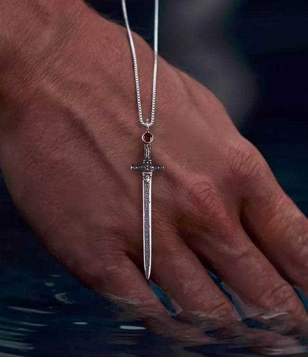Sterling Silver Necklace Goblin Sword Silver Pendant Gothic Slytherin Accessories - MOWTE