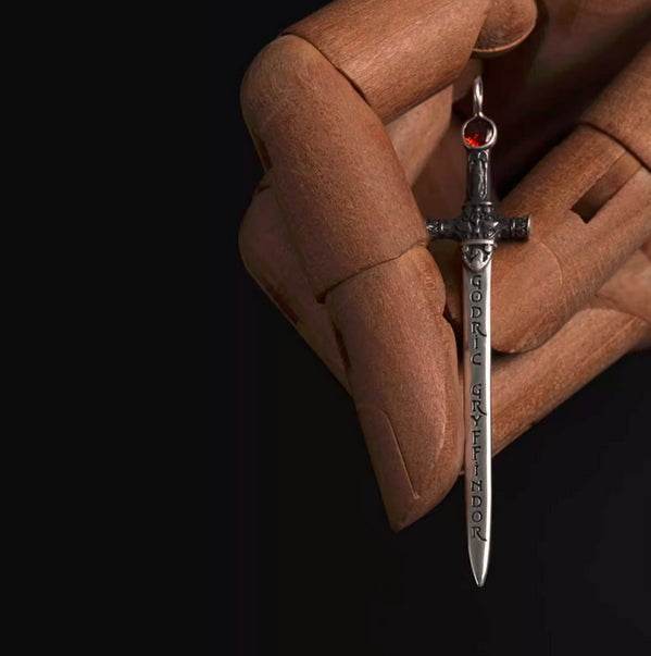 Sterling Silver Necklace Goblin Sword Silver Pendant Gothic Slytherin Accessories - MOWTE