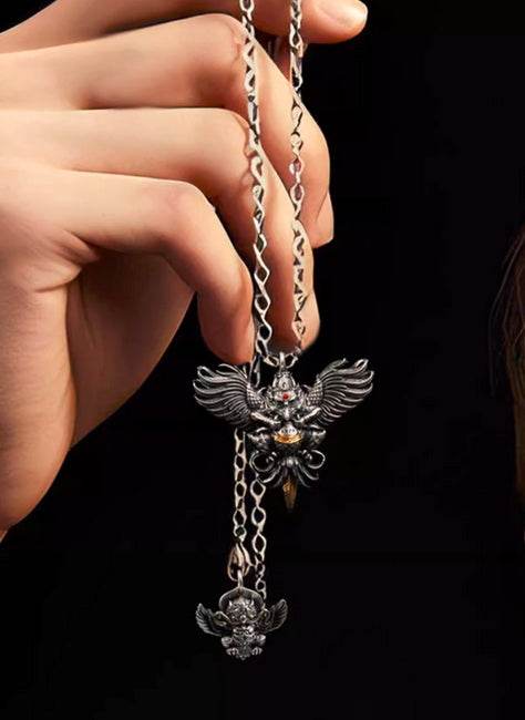 Sterling Silver Necklace Pendant Retro Mythical Silver Ornament Chain - MOWTE