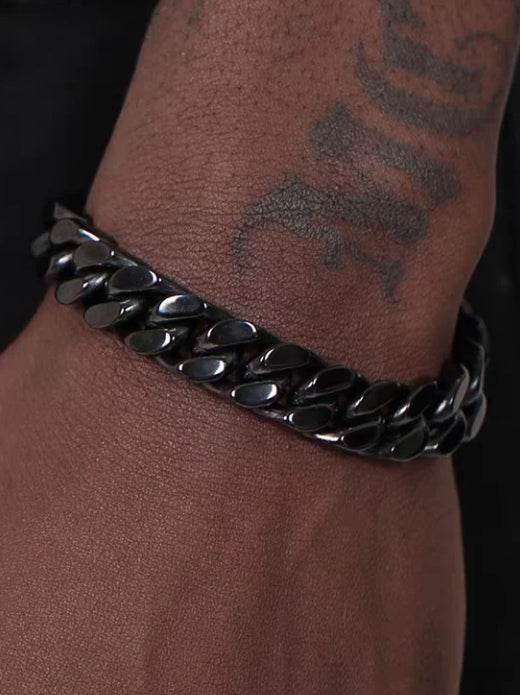 Three-dimensional cutting Cuban chain bracelet hip-hop men's trendy fashion - MOWTE