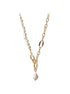 Shaped freshwater pearl ring splicing light luxury metal pearl necklace - MOWTE