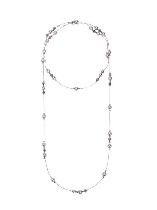 Silver gray pearl starry sky necklace with long necklace design - MOWTE