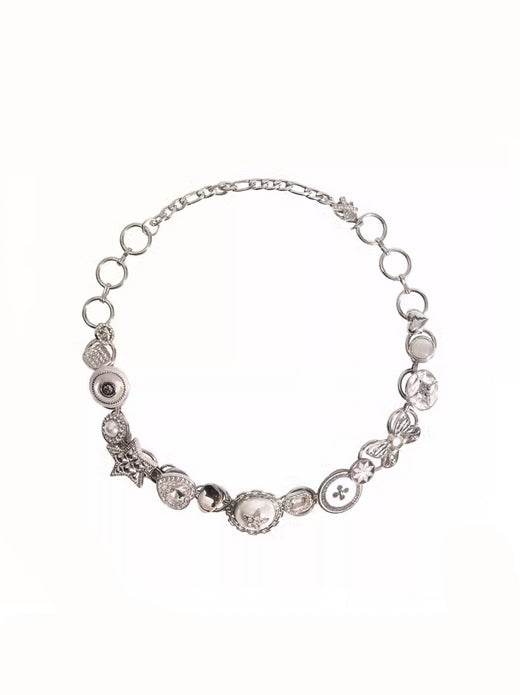 Original white button necklace with sweet and retro design, exquisite collarbone chain - MOWTE