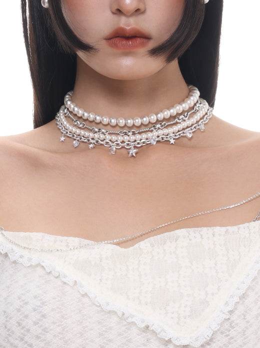 Star Baroque Multi layer Pearl Necklace for Women's Fashion Clavicle Chain - MOWTE