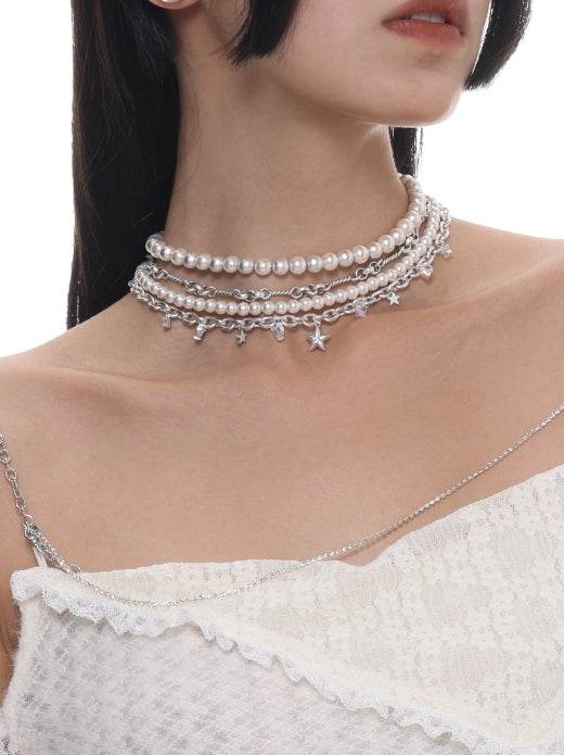 Star Baroque Multi layer Pearl Necklace for Women's Fashion Clavicle Chain - MOWTE