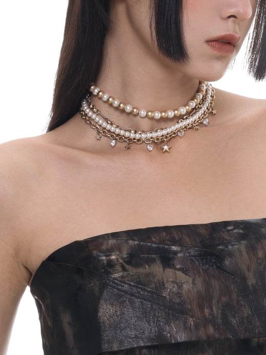 Star Baroque Multi layer Pearl Necklace for Women's Fashion Clavicle Chain - MOWTE