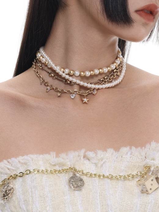 Star Baroque Multi layer Pearl Necklace for Women's Fashion Clavicle Chain - MOWTE