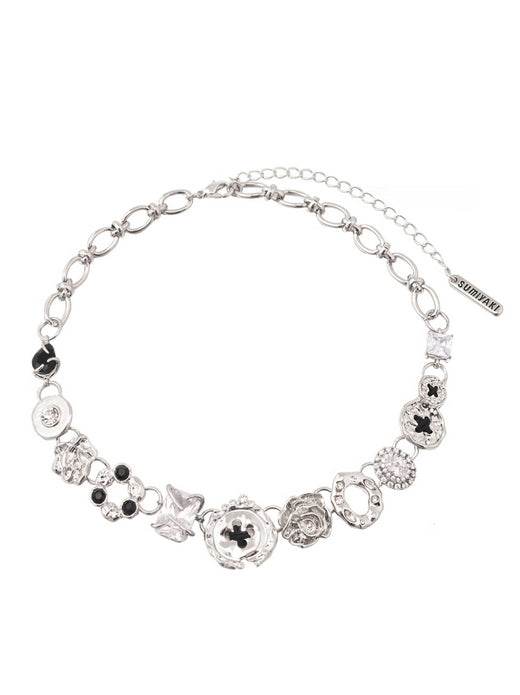 Original retro white button necklace for women sweet cool vintage design exquisite clavicle chain - MOWTE