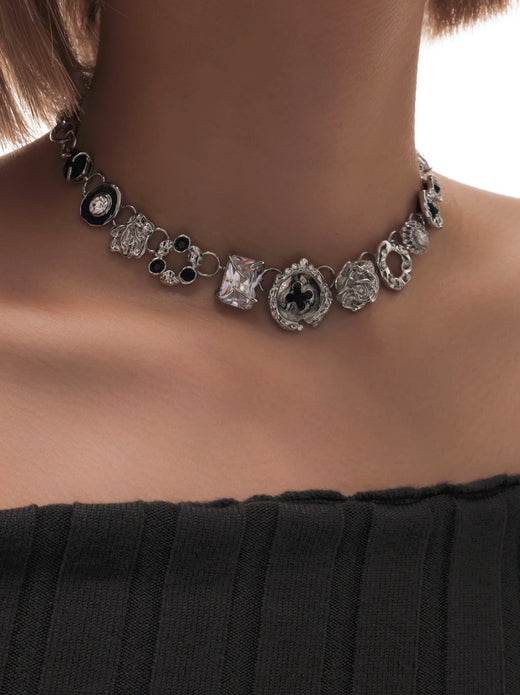 Original retro white button necklace for women sweet cool vintage design exquisite clavicle chain - MOWTE