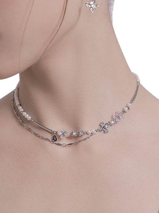 Sweet flower bead necklace feminine short necklace - MOWTE