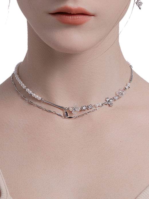 Sweet flower bead necklace feminine short necklace - MOWTE