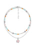 Sweet bead flower necklace double layered cute necklace - MOWTE