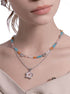 Sweet bead flower necklace double layered cute necklace - MOWTE
