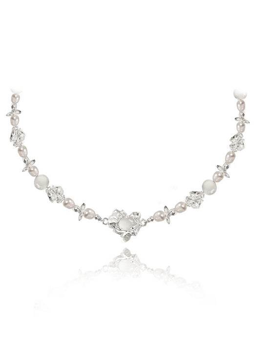 Original Design Girl Moonlight Stone Pearl White Agate Necklace - MOWTE