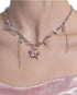 Romantic pink sweet cool necklace with tassel and sweet moon necklace - MOWTE