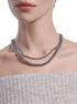 Original design High gloss round silver gray double-layer pearl necklace sweater chain - MOWTE