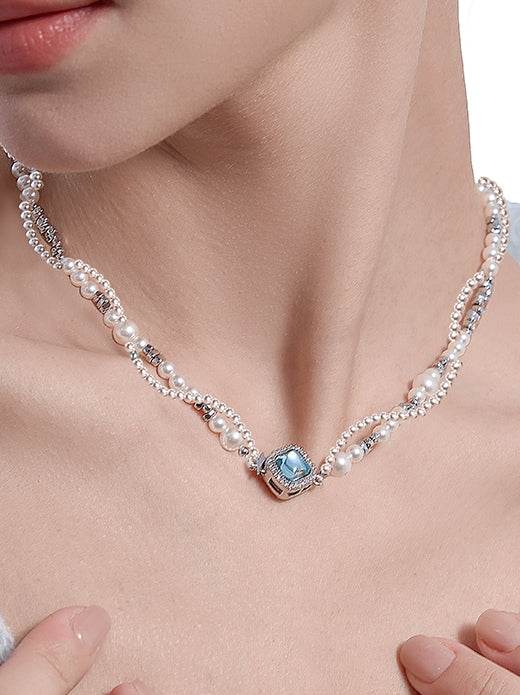 Original design Double layered wrapped pearl necklace for women - MOWTE