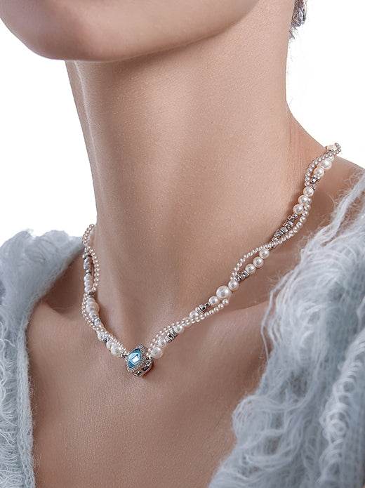 Original design Double layered wrapped pearl necklace for women - MOWTE